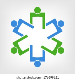 Medical Symbol Teamwork. Group Of People