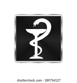 medical symbol - vector brushed metal button