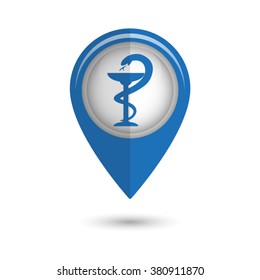 medical symbol - vector icon;  blue map pointer