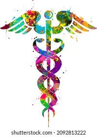 medical symbol watercolor rainbow vector, health colorful. 