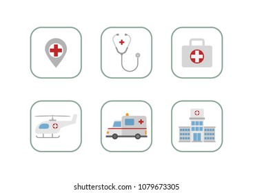 Medical symbols, Flat design medical vector illustration
