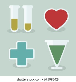 Medical symbols and implements - vector illustration