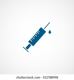 Medical Syringe Blue Flat Icon On White Background