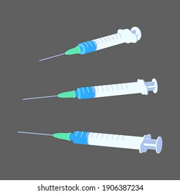 medical syringe cartoon style in isometric vector illustration