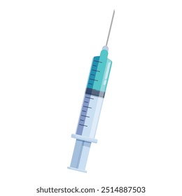 Medical syringe filled with blue liquid, ready for an injection