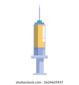 Medical syringe filled with yellow liquid, ready for a medical professional to administer an injection