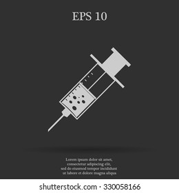Medical syringe. Flat design style eps 10