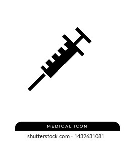 Medical Syringe Flat solid black glyph Icon