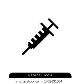 Medical Syringe Flat solid black glyph Icon