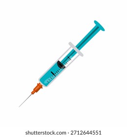 Seringa médica em estilo de vetor plano para materiais de prevenção da AIDS. Adequado para visuais de vacinação, educação para redução de danos, campanhas de saúde e tutoriais médicos.