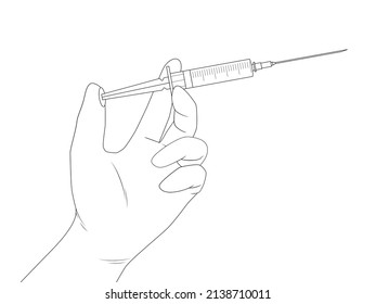 Medical Syringe Hand Vector Illustration Isolated Stock Vector (Royalty ...