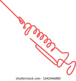 medical syringe, hypodermic needle, Inject needle concept of vaccination, injection. Trendy flat style. vector illustration. Drug dose business concept. Symbol web site design, logo, app, UI.