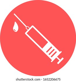 Medical Syringe, Hypodermic Needle, Inject Needle Concept Of Vaccination, Injection Icon. Trendy Flat Style. Vector Illustration. Drug Dose Business Concept. Symbol Web Site Design, Logo, App, UI.