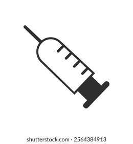 Medical syringe icon. The syringe is filled with a vaccine solution. Vector Illustration of medical syringe with needle. Injection syringe vaccine medical icon vector illustration design