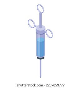 Medical syringe icon isometric vector. Life health. Care service