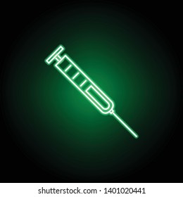 Medical, syringe icon in neon style. Element of medicine illustration. Signs and symbols icon can be used for web, logo, mobile app, UI, UX on black background