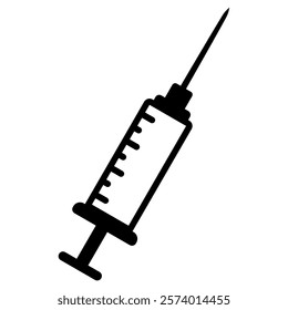 medical syringe icon, simple flat style, pictogram logo sign symbol vector illustration, isolated on white for mobile app