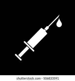 Medical syringe icon vector EPS 10, abstract sign hypodermic needle flat design,  illustration modern isolated badge for website or app - stock info graphics