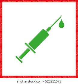 Medical syringe icon vector EPS 10, abstract sign hypodermic needle flat design,  illustration modern isolated badge for website or app - stock info graphics