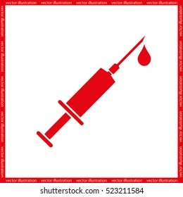 Medical syringe icon vector EPS 10, abstract sign hypodermic needle flat design,  illustration modern isolated badge for website or app - stock info graphics