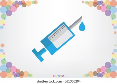 Medical syringe icon vector EPS 10, abstract sign hypodermic needle flat design,  illustration modern isolated badge for website or app - stock info graphics