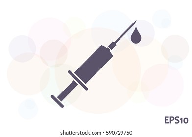 Medical syringe icon vector EPS 10, abstract sign hypodermic needle flat design,  illustration modern isolated badge for website or app - stock info graphics.