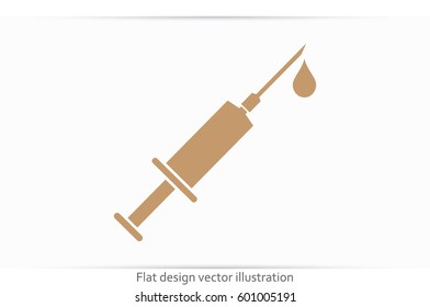 Medical syringe icon vector EPS 10, abstract sign hypodermic needle flat design,  illustration modern isolated badge for website or app - stock info graphics