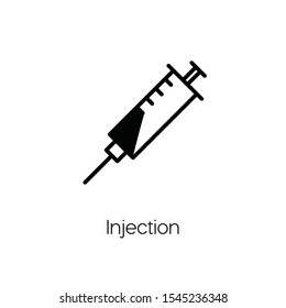 Medical syringe icon vector. Injection symbol. Linear style sign for mobile concept and web design. Syringe symbol illustration. Pixel vector graphics - Vector.