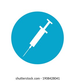 Medical syringe icon white.
Covid-19 vaccine. Healthcare, and medicine. Vector illustration
