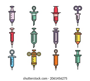 medical syringe icons set vector illustration
