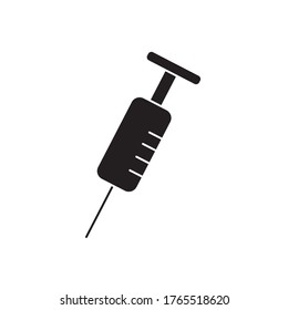 Medical syringe injection icon over white background, silhouette style, vector illustration