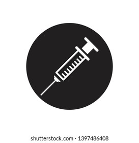Medical syringe injection icon vector flat style