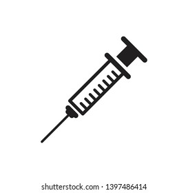 Medical syringe injection icon vector flat style