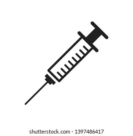Medical syringe injection icon vector flat style