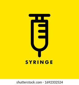 Medical syringe injection icon vector.