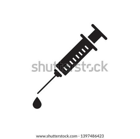 Medical syringe injection icon vector flat style