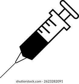 Medical syringe or injection instrument element icon. Premium Vector template designs elements, isolated on transparent background, used to inject vaccine website design, logo, mobile apps design,