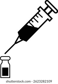Medical syringe or injection instrument element icon. Premium Vector template designs elements, isolated on transparent background, used to inject vaccine website design, logo, mobile apps design,