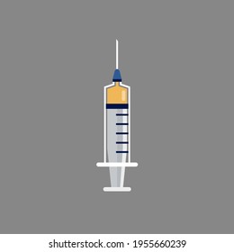 Medical syringe injection isolated vector icon - clinic equipment illustration sign.