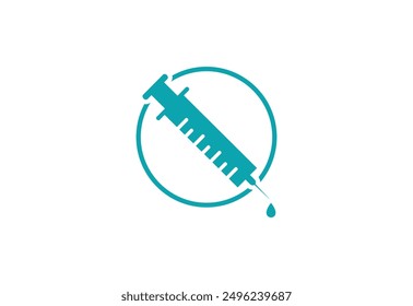 Medical Syringe Injection Logo design Concept, Vector illustration