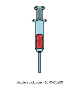 Medical syringe isolated scribble