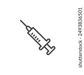 Medical Syringe line icon. linear style sign for mobile concept and web design. Syringe with needle outline vector icon. Vaccination symbol, logo illustration. Vector graphics