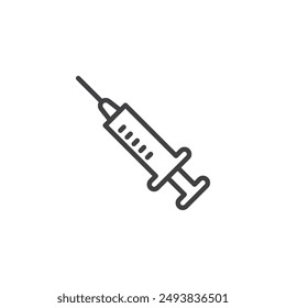 Medical Syringe line icon. linear style sign for mobile concept and web design. Syringe with needle outline vector icon. Vaccination symbol, logo illustration. Vector graphics