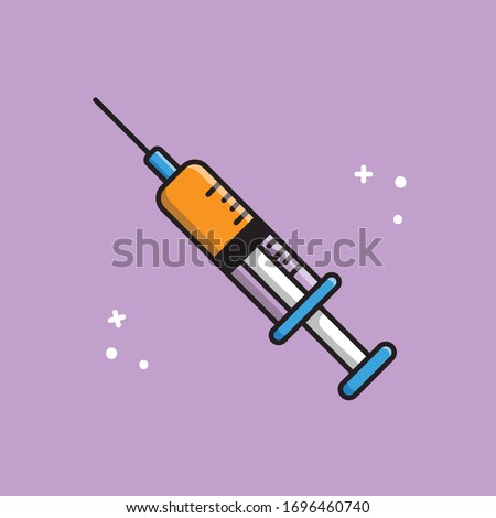 Medical Syringe with needle in flat style, Concept of Vaccination, Injection, Isolated Vector Illustration