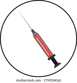 Medical syringe, needle icon. Free flat design. Black and white vector.