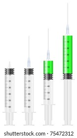 Medical syringe on white background. Vector illustration.