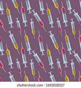 medical syringe seamless pattern vector illustration 