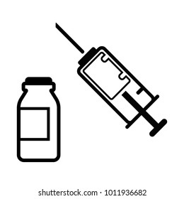 medical syringe simple line icon