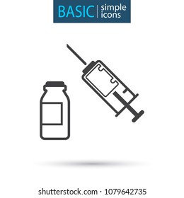 medical syringe simple line icon
