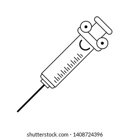 Medical syringe smiling cute cartoon vector illustration graphic design